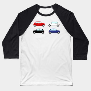 Classic British Mini Car Red White Black and Blue Baseball T-Shirt